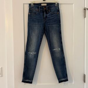 Madewell Dark Blue Distressed Ankle Jeans